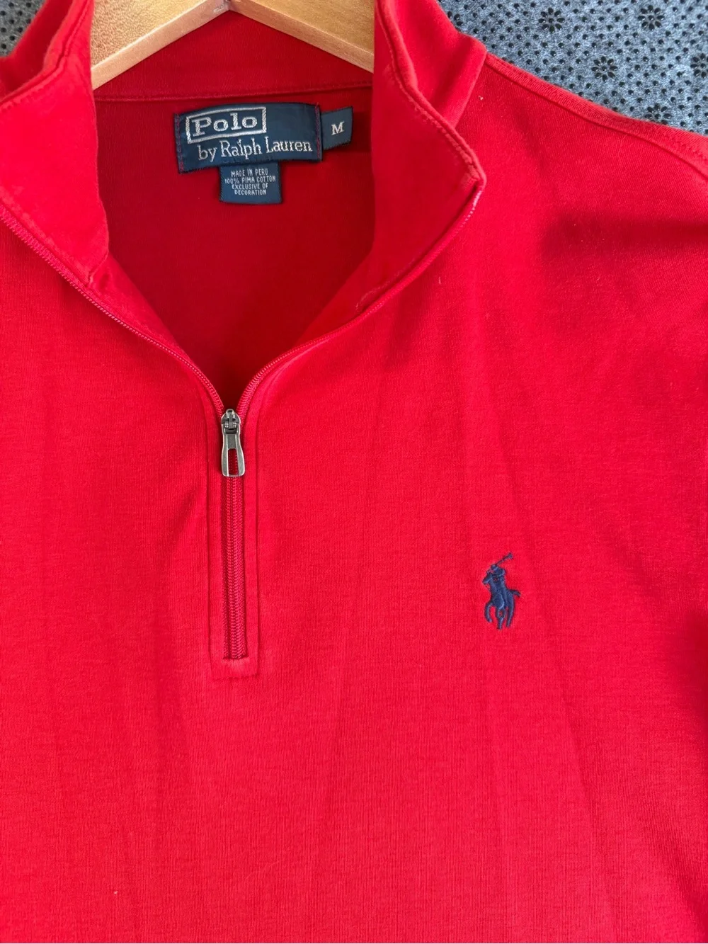 Polo by Ralph Lauren Red Half-Zip Pullover with Navy Pony